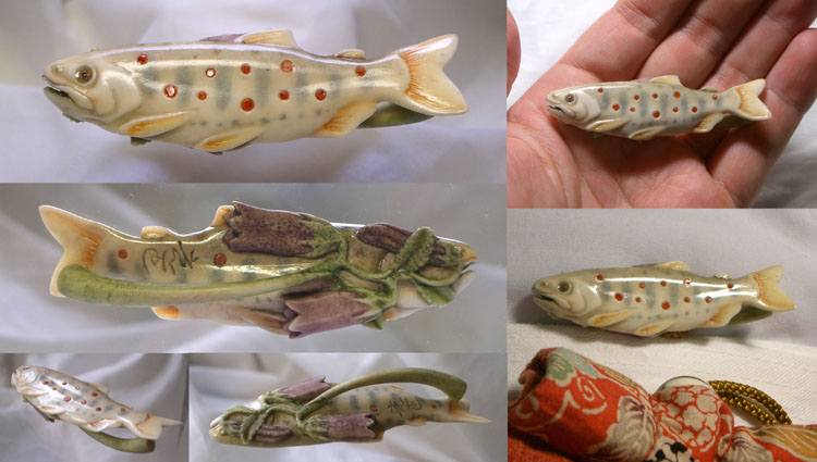 根付「天魚に蛍袋」/ Netsuke 